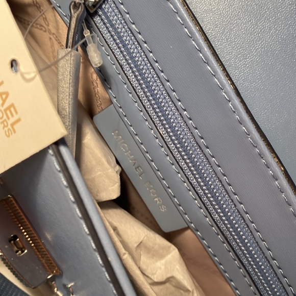 Michael Kors Crossbody Purse Bradshaw Chambray Logo bag Purse Blue - Picture 2 of 6